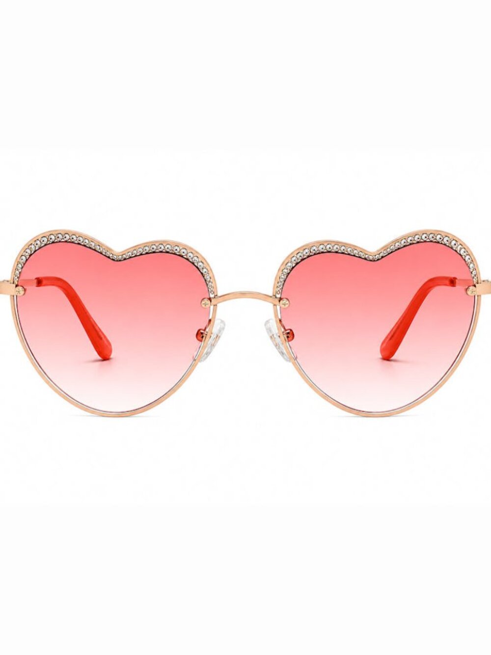 BEBE BBOP-1030CE-718 Women's  Light Gold Heart/Pink Gradient Lenses Sunglasses